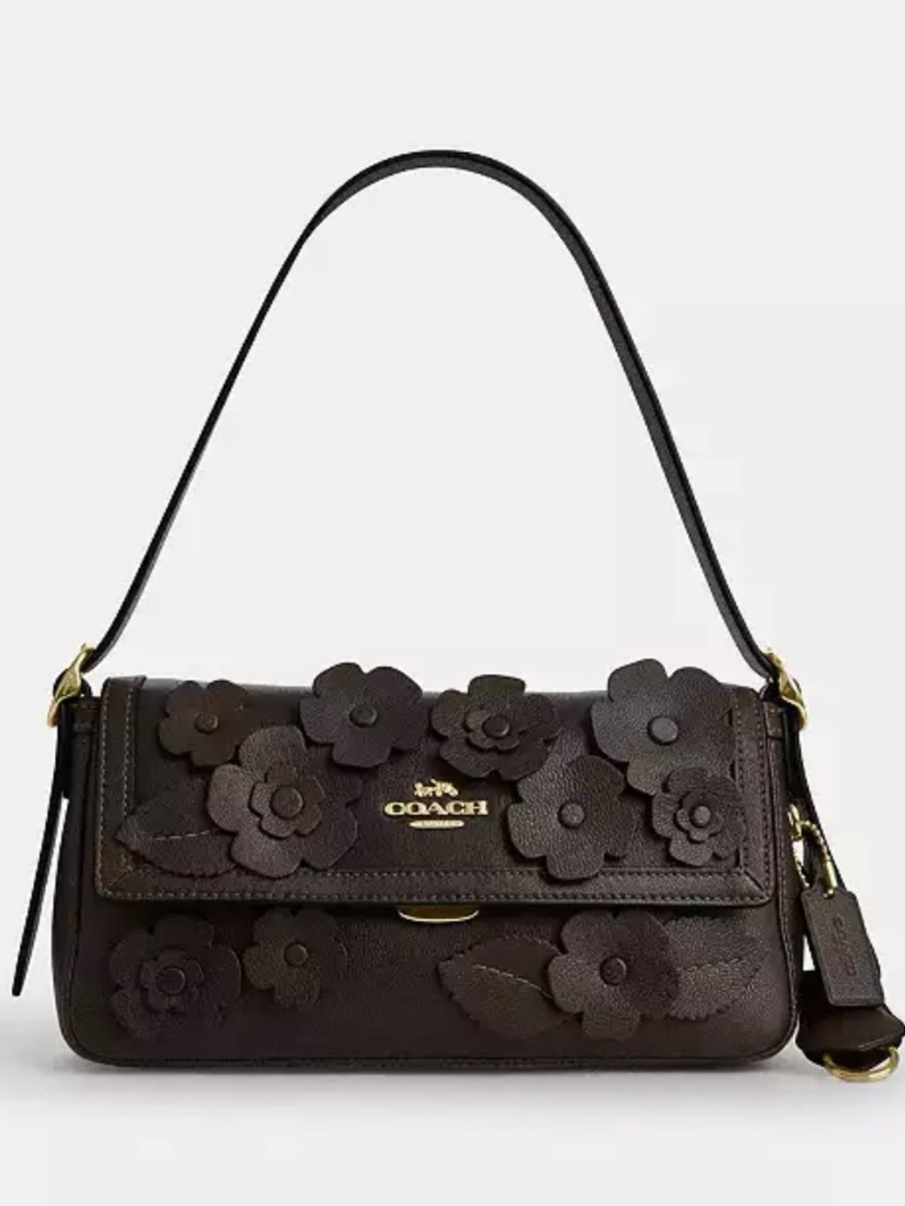 Coach Etta Small Flap Floral Appliqué Convertible Leather Shoulder Crossbody Bag - Picture 15 of 15